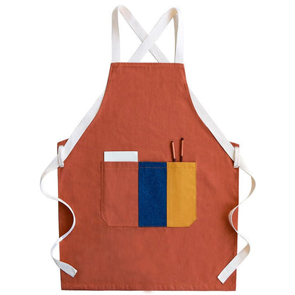 Red canvas kitchen apron