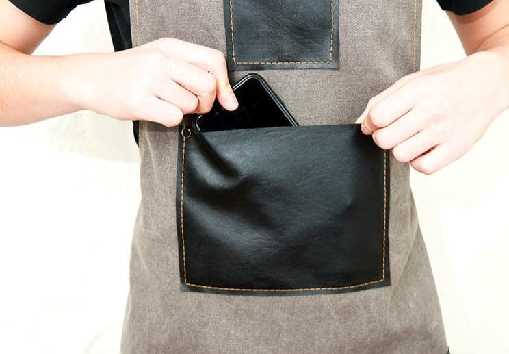 Men's Gray Apron with Pockets